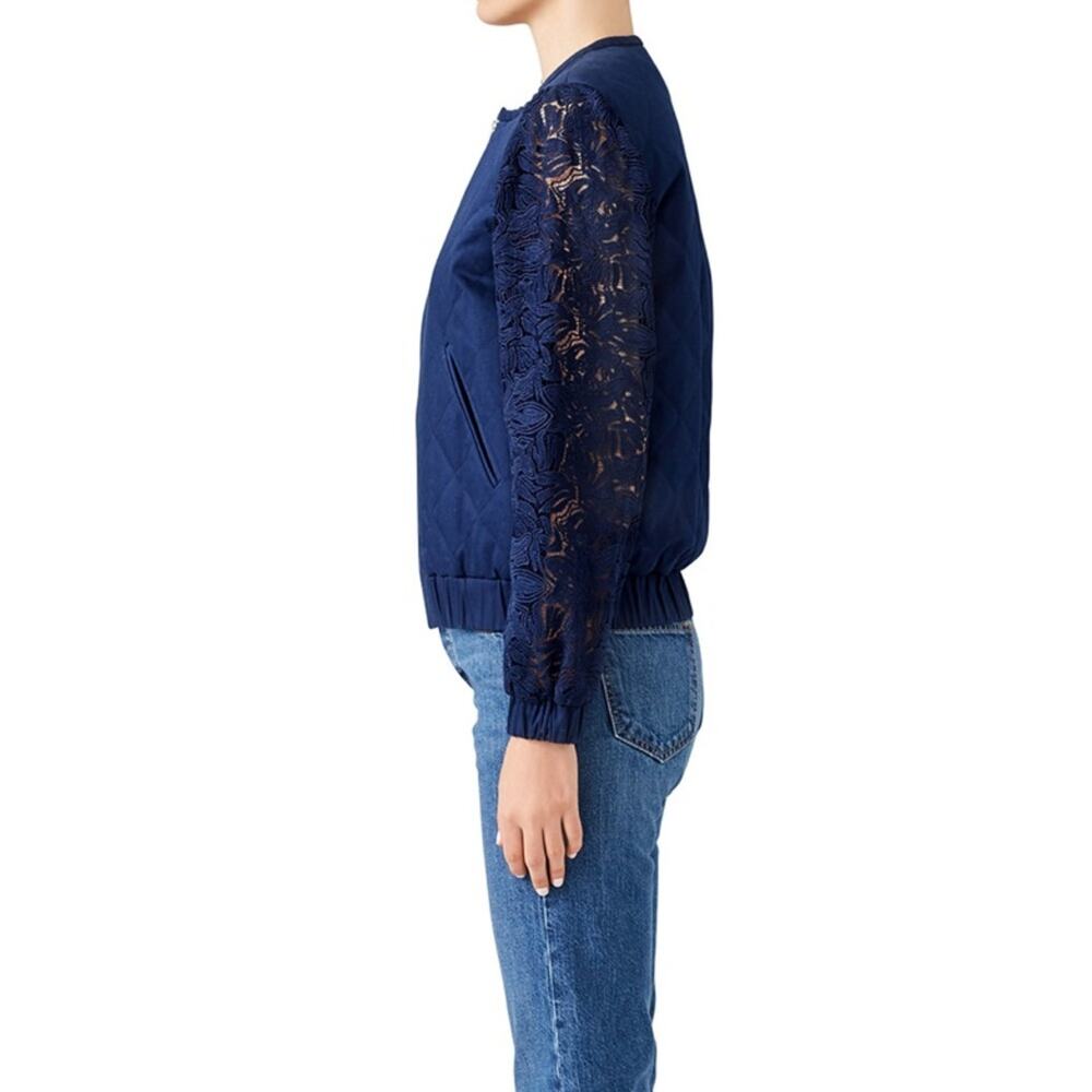 AMUR Quilted Lace Bomber Jacket Coat Ruched XS - Picture 13 of 13